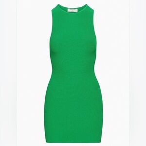 Aritzia Babaton Size Large Sculpt Knit Racer Mini Dress Green NWT!